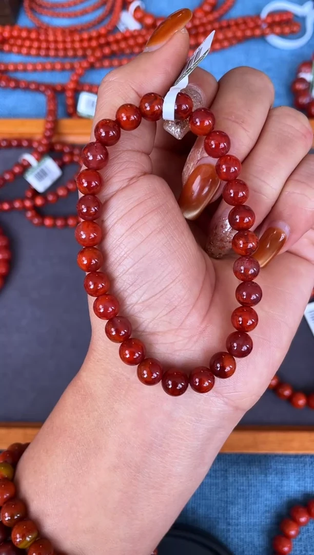 未镶嵌手串南红玛瑙N54凉山瓦西料原矿双锦火焰单圈