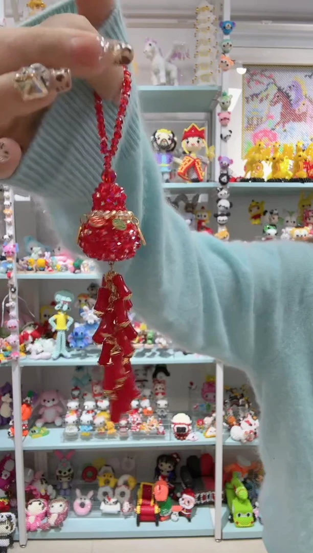 玻璃04047卡4水晶葫芦竹节材料包1套大红色