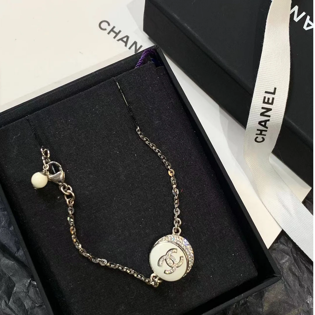 95新 Chanel/香奈儿 银色双C钻钻项链 12741532