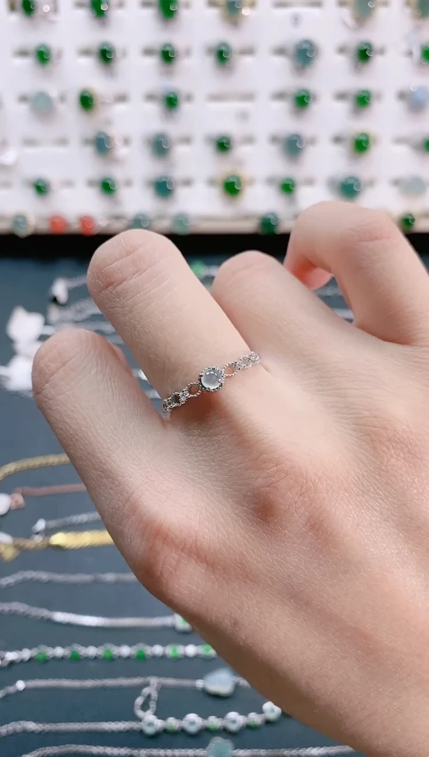 【闪购商品】翡翠戒指银S925镶嵌天然翡翠