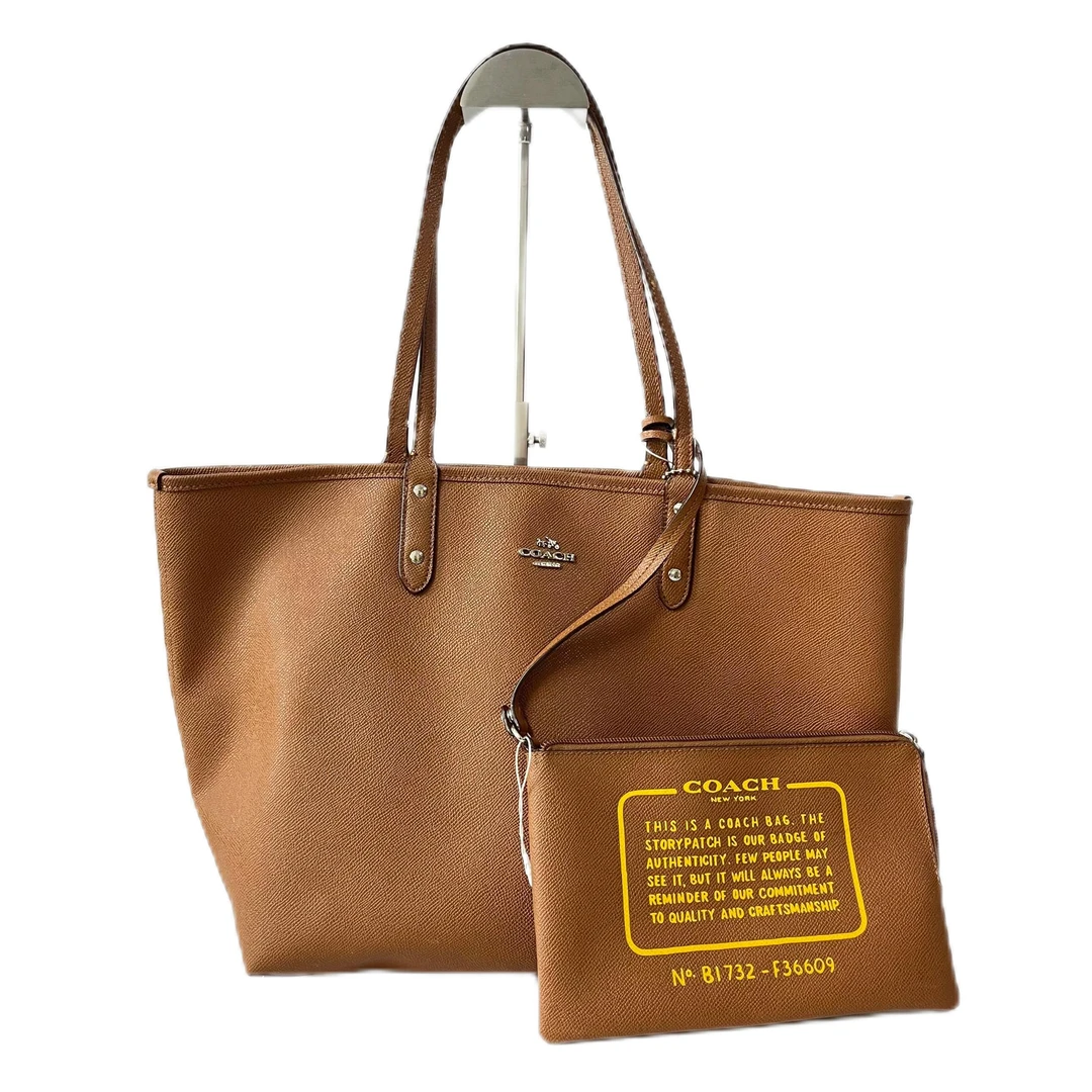 95新 COACH/蔻驰 棕色全皮单肩手提托特包 Y-50106-C