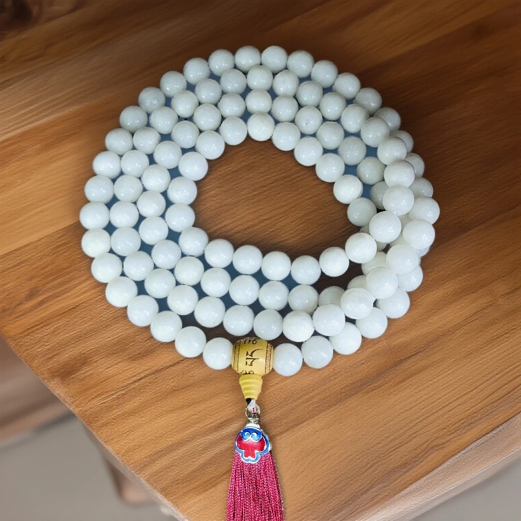 【抖音质检先鉴后发 一物一证书】保正品天然和田玉白玉108念珠