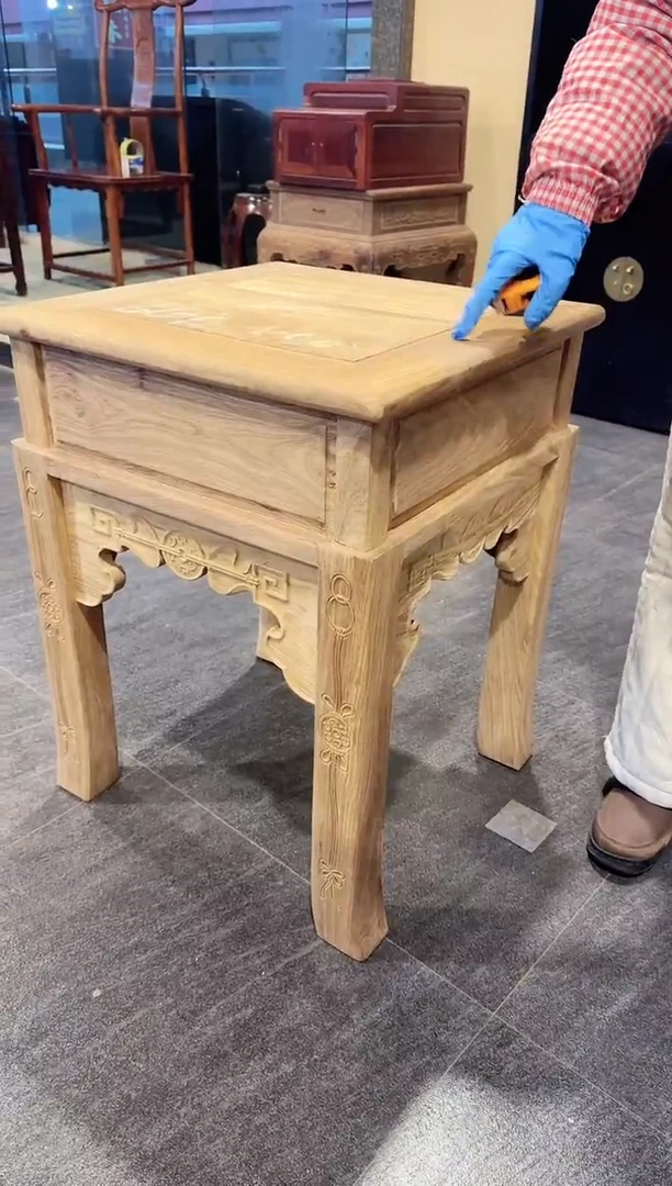 花梨木类成套家具国标红木刺猬紫檀边几（毛胚有白皮树结烂疤