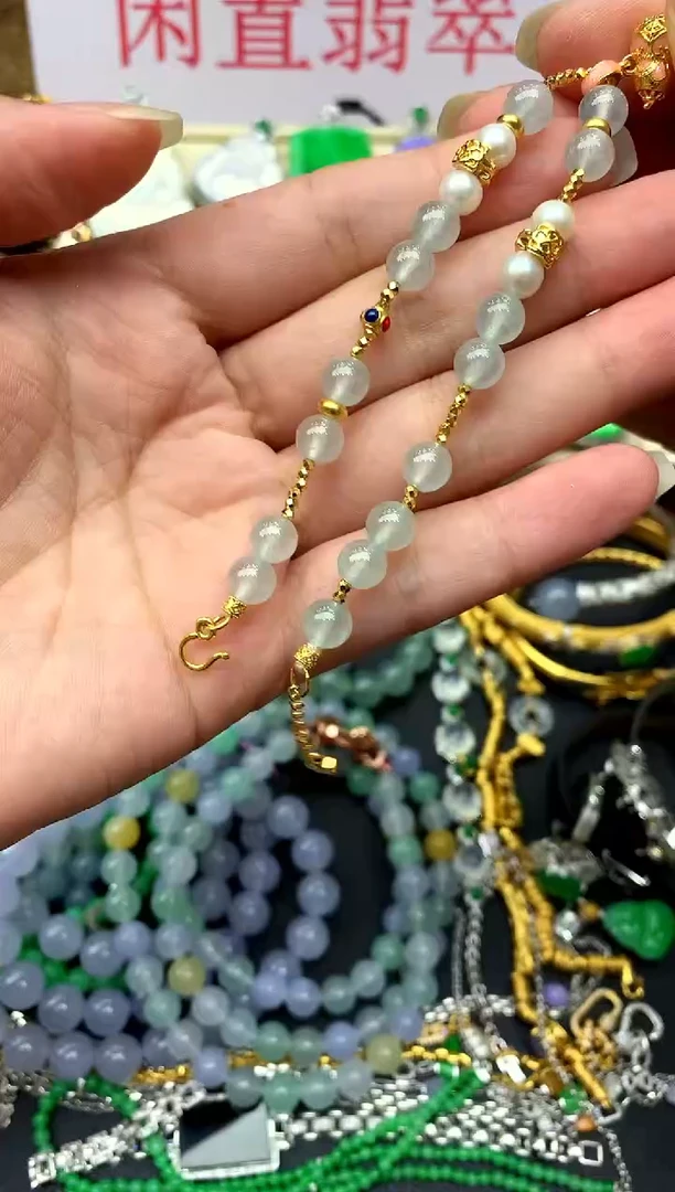足金镶嵌手串翡翠266-中国好珍宝