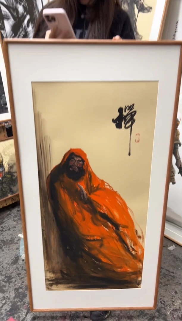 【闪购商品】丙烯画画江湖老师精装裱达摩悟道