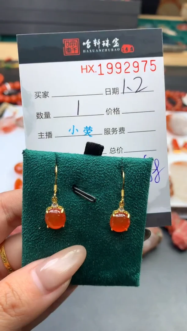 未镶嵌南红玛瑙挂件 哈轩 耳饰1对 （多样性发其一）