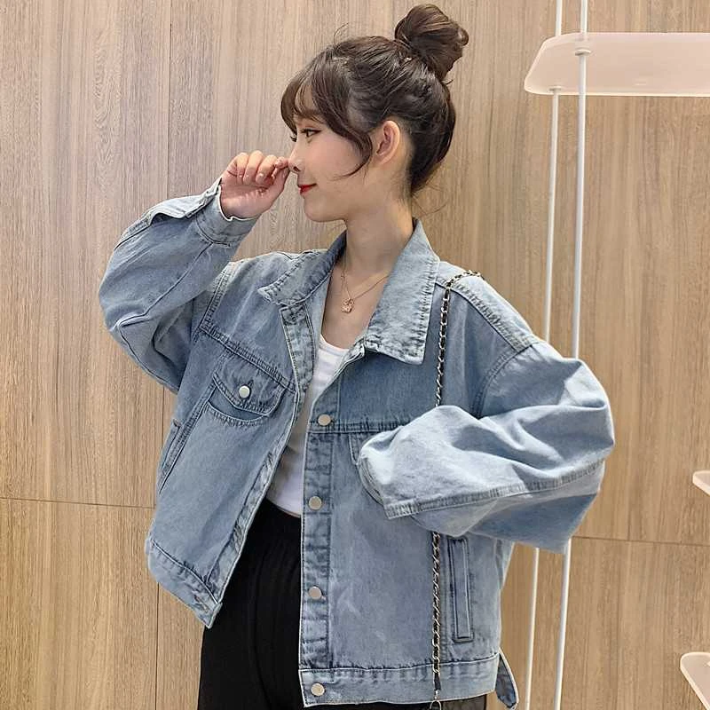 蓝色复古牛仔外套女2025春装新款韩版宽松百搭ins潮外搭夹克2395