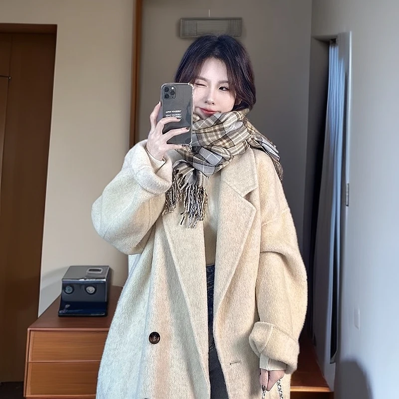 高个子毛呢大衣女装加长版175春秋冬反季长款178呢子外套170厚