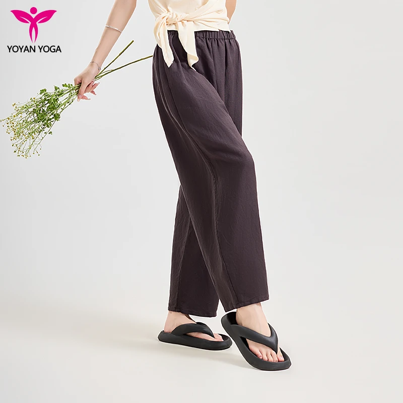 悠妍文艺复古亚麻阔腿裤女灯笼瑜伽裤棉麻裤休闲宽松垂感24214