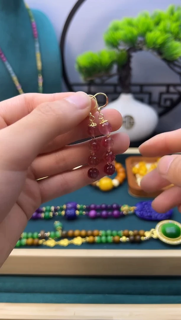 【闪购商品】碧玺耳饰14K金镶嵌E248