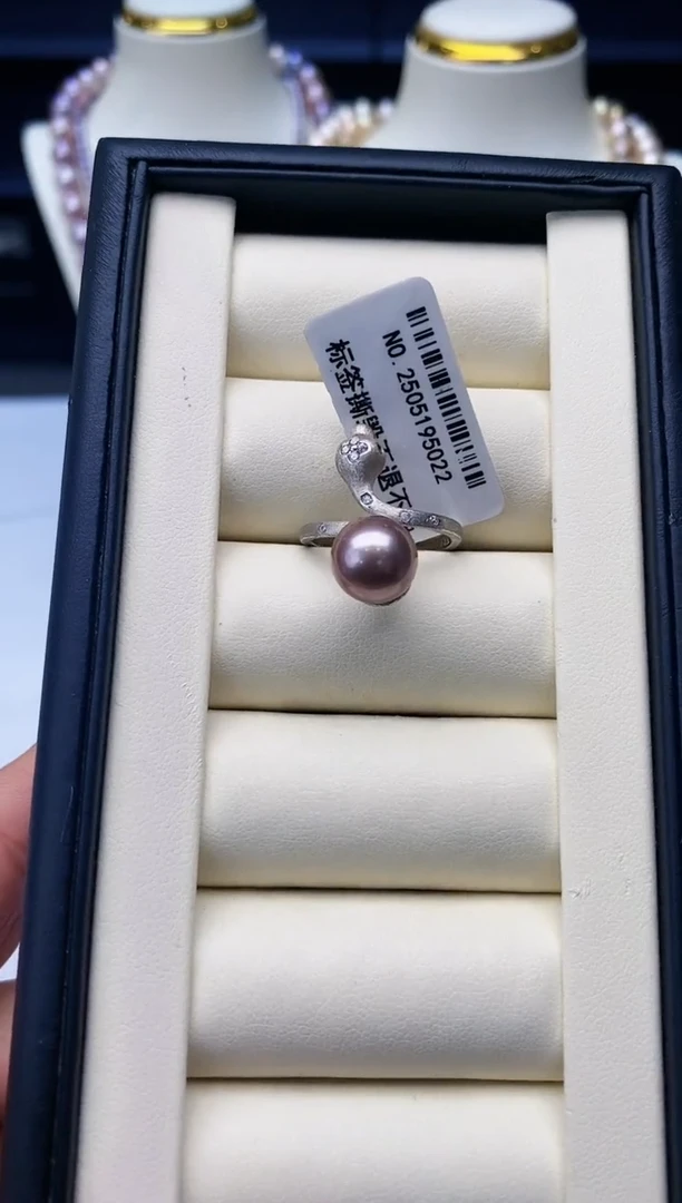 银S925镶嵌戒指淡水珍珠Y淡水戒指9-10