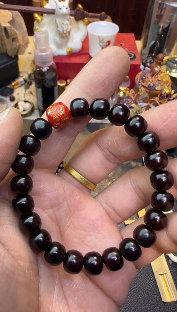 【闪购商品】小叶紫檀手串/手链单圈老型9mm配大漆