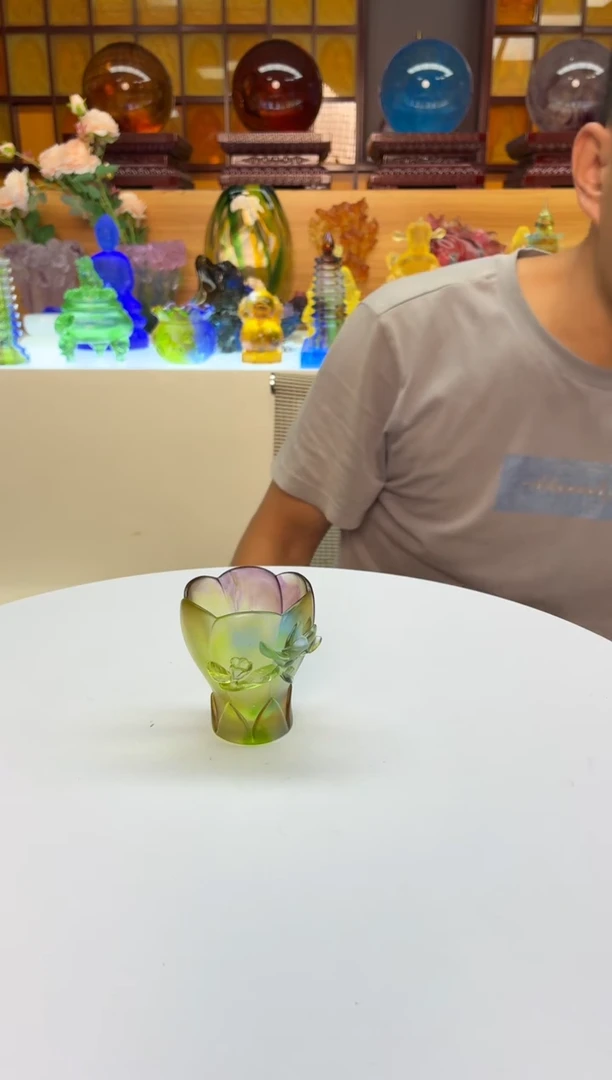 手工艺品琉璃彩色兰花杯