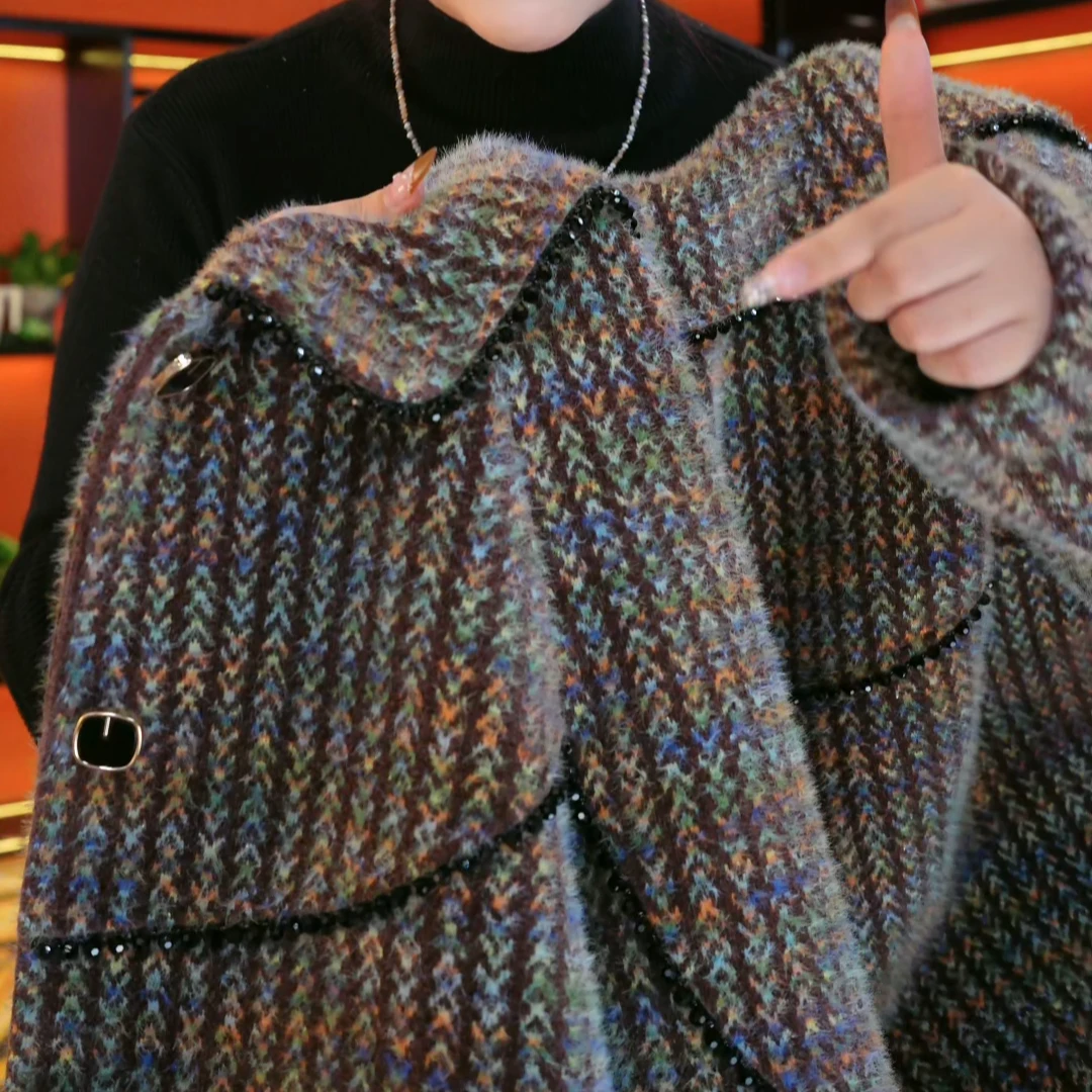 杭州专柜正品2025冬款貂绒莫奈花园外套