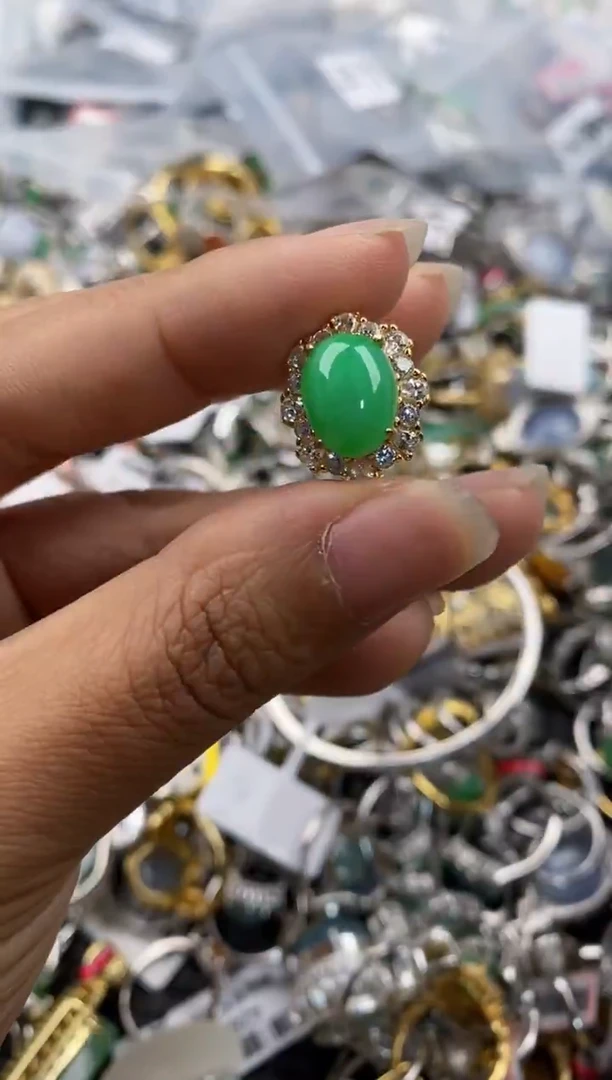 银S925镶嵌戒指翡翠111---6