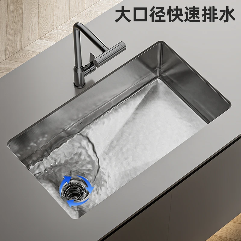百悍厨房水槽不锈钢大单槽家用洗菜盆水池洗碗槽洗碗池台面一体柜