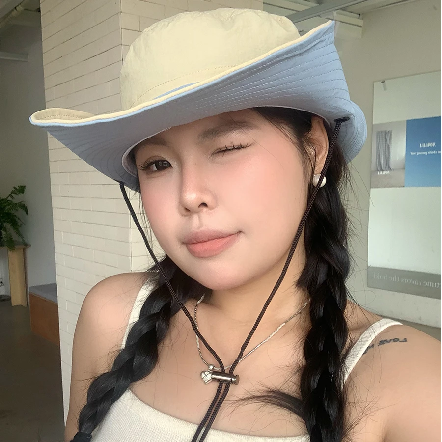 【橙子家】52-60大头围显脸小夏季遮阳渔夫帽登山帽徒步防晒帽