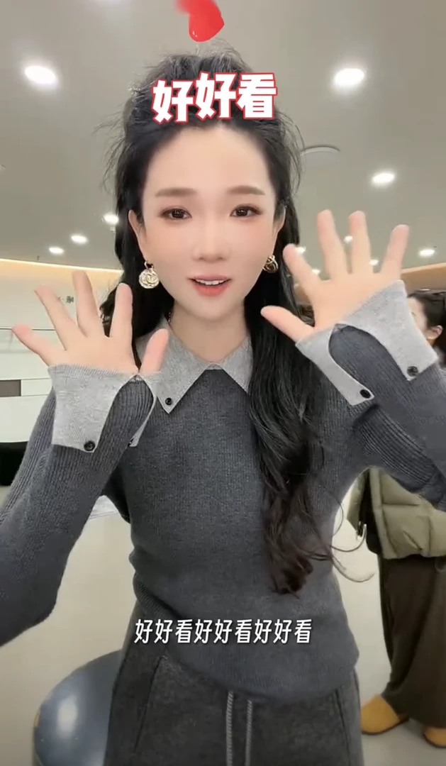 拼色修身翻领假两件长袖针织衫女秋冬新款时尚显瘦高级感气质毛衣