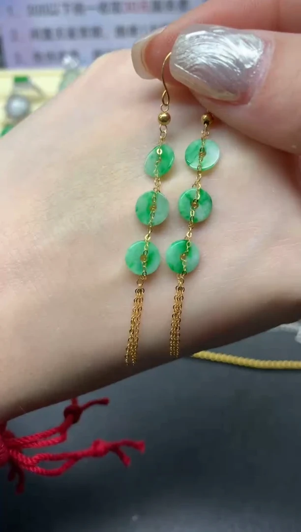 【闪购商品】翡翠耳饰18K金镶嵌耳饰|450