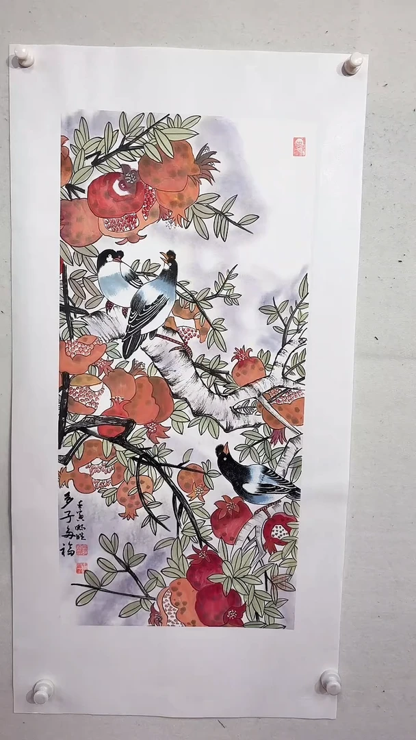 国画多子多福/3尺拖底/雷畅胜