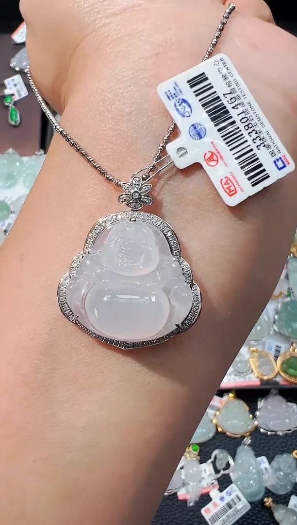 吊坠(不含链)18K金镶嵌翡翠佛公吊坠1467