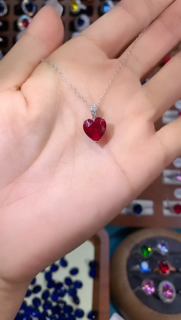 颈饰银S925镶嵌红宝石10白