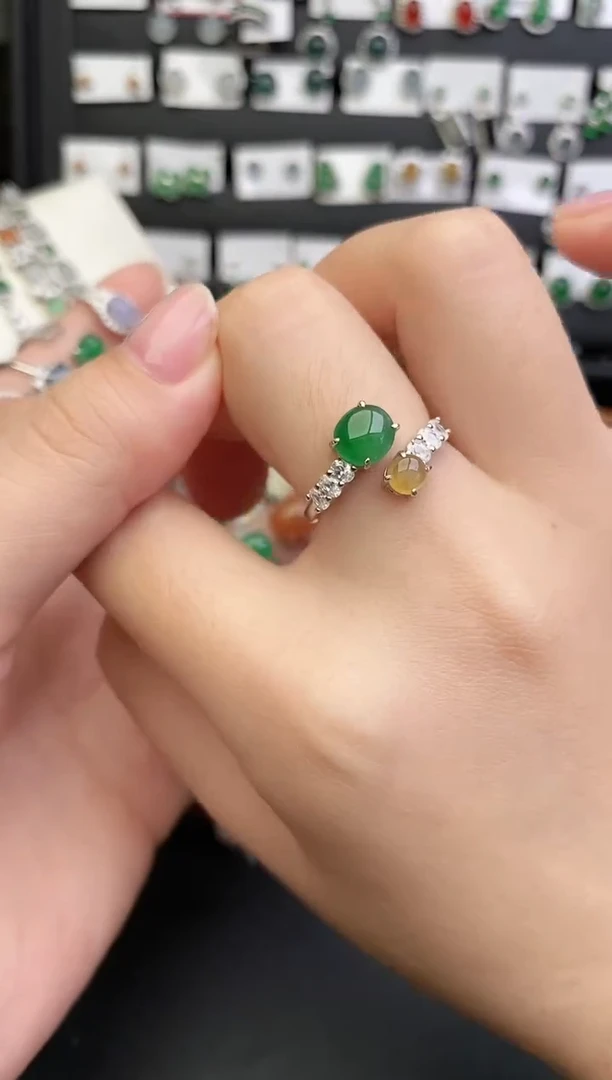 银S925镶嵌戒指翡翠0