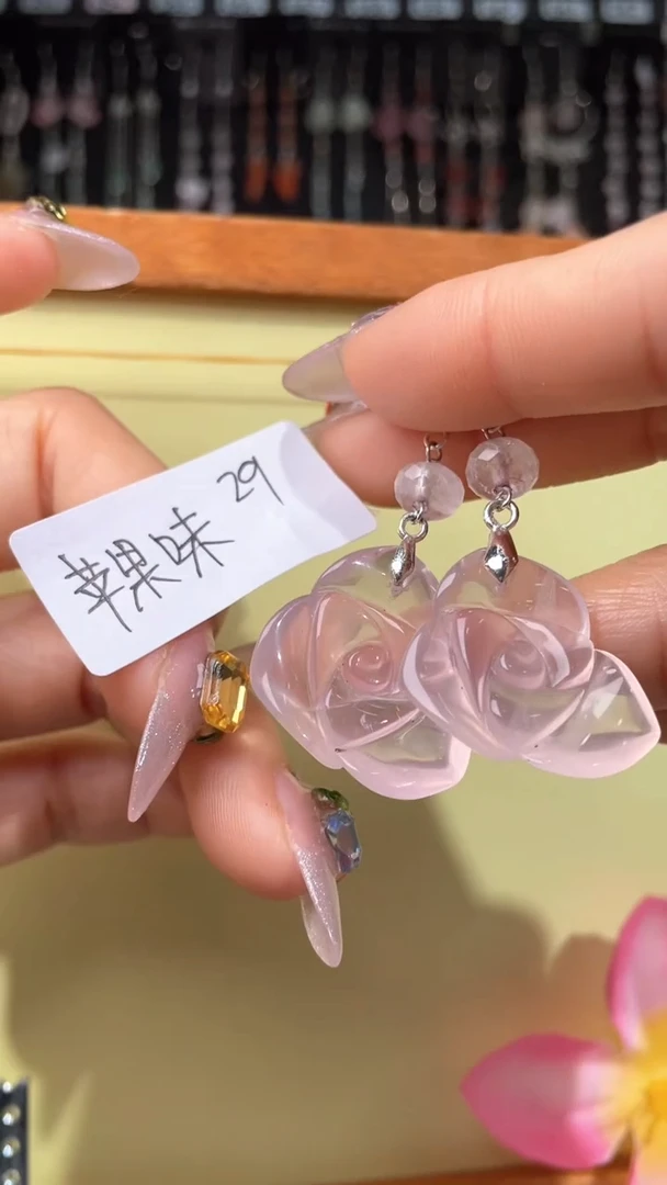紫晶耳饰银S925镶嵌苹****子 苹果味的橘子