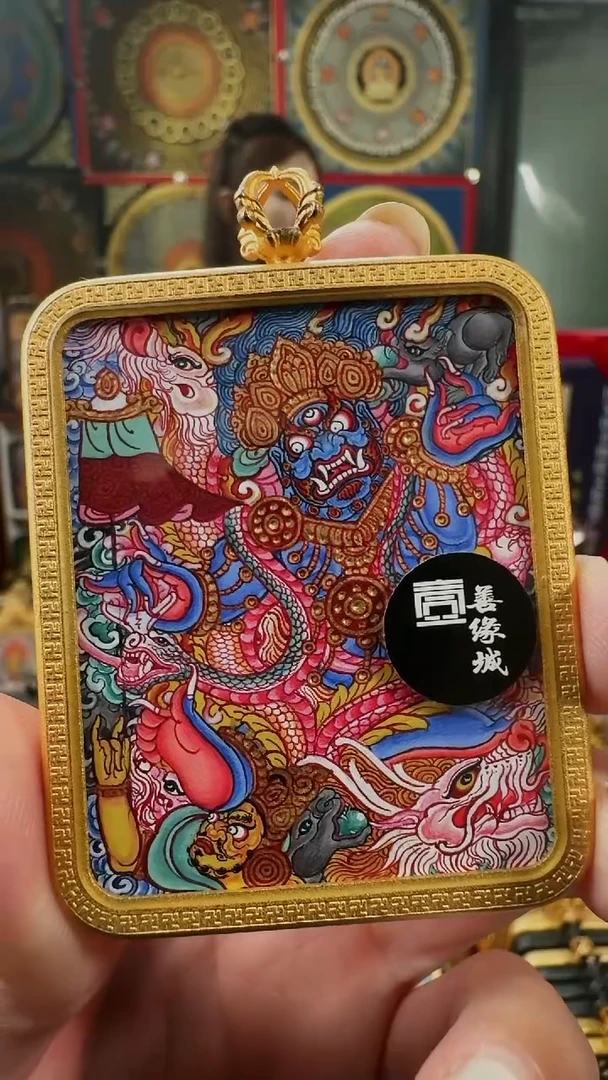 吊坠壹善缘城手绘唐卡黑C