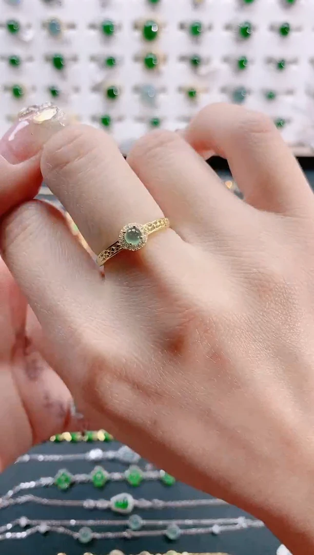 【闪购商品】翡翠戒指银S925镶嵌天然翡翠