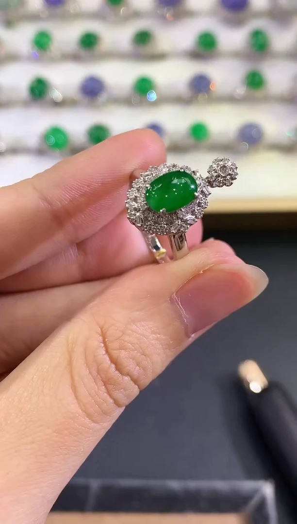 翡翠戒指18K金镶嵌B12 0