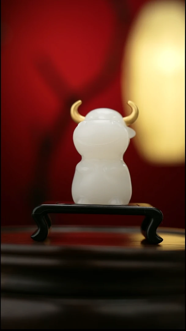 玉【牛】天然玉石手把件