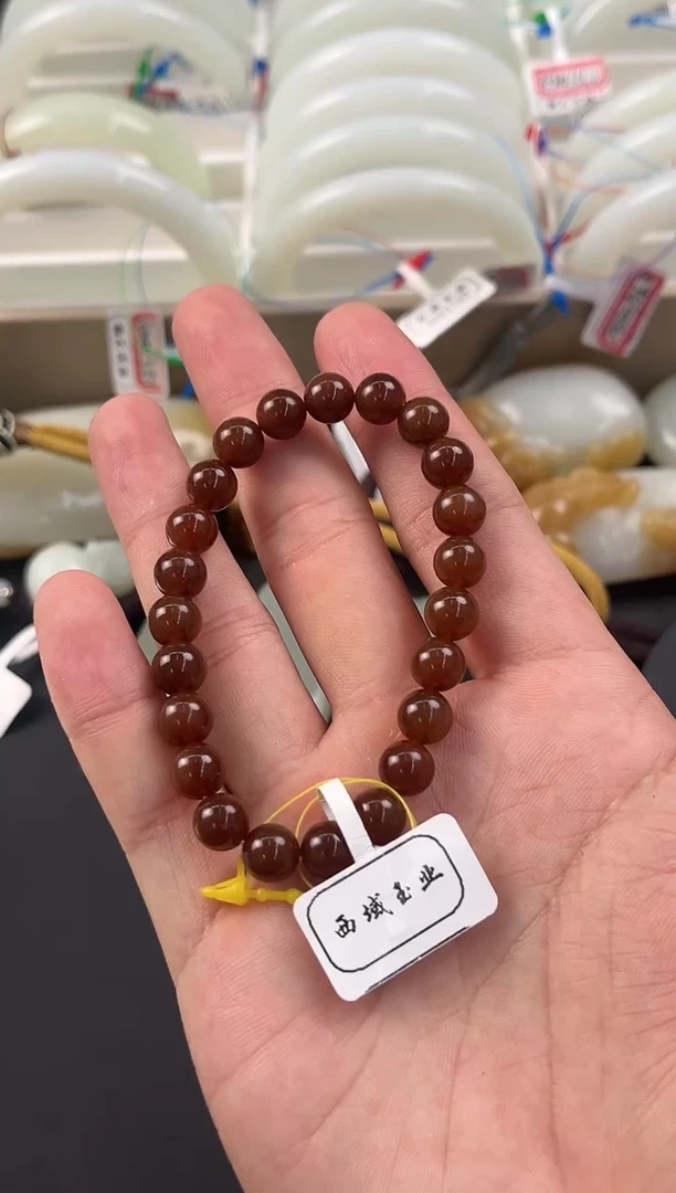 手串未镶嵌和田玉且末金山纯糖手串卡8微色差