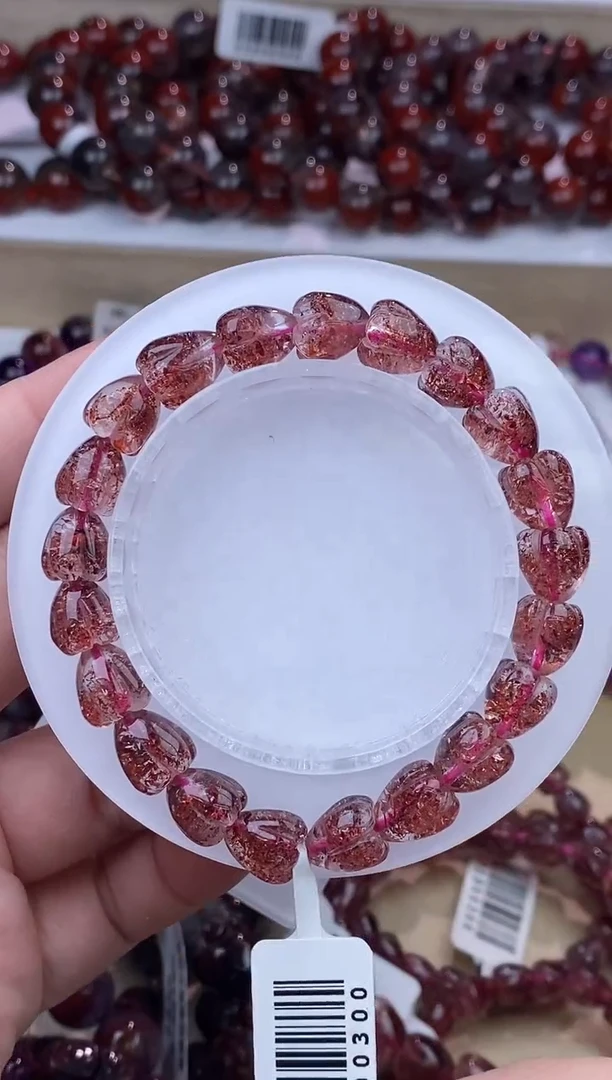 水晶手链未镶嵌心形金草莓9m+