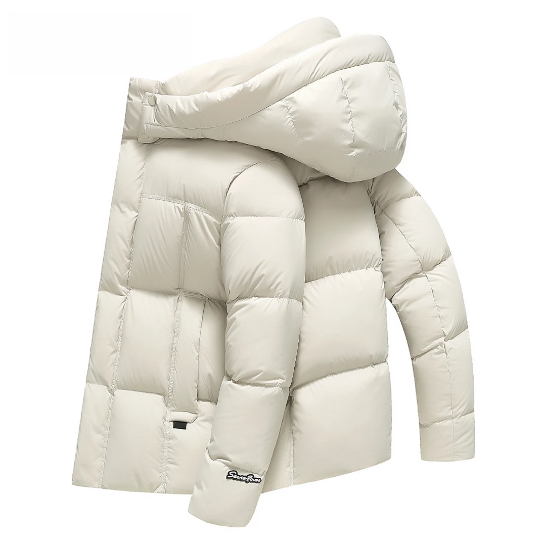 极寒加厚面包羽绒服男短款冬季247克高充绒白鸭绒时尚保暖外套男