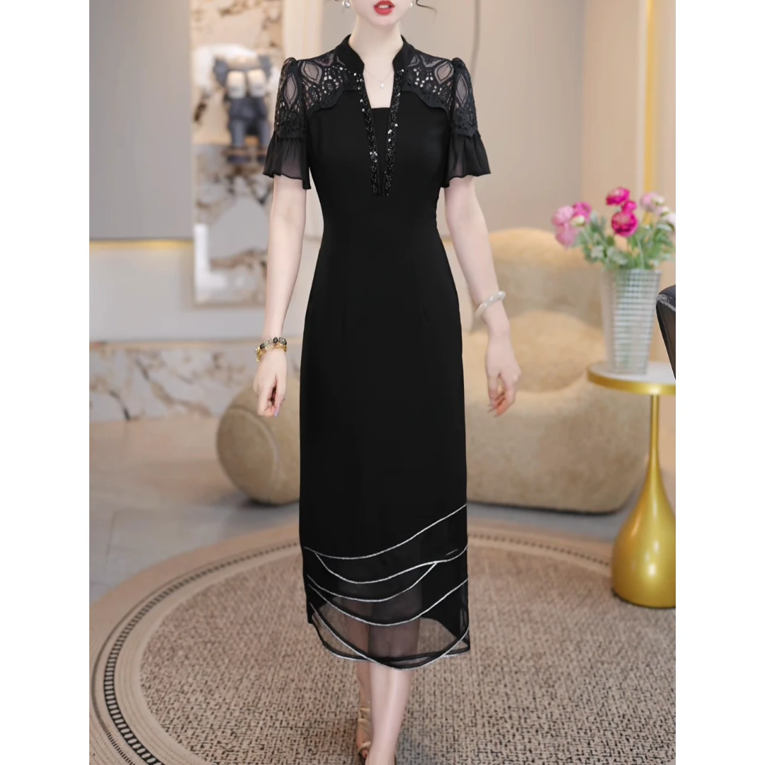 玖姿正品法式优雅感连衣裙女2025夏季新款女士气质时尚显瘦减龄中