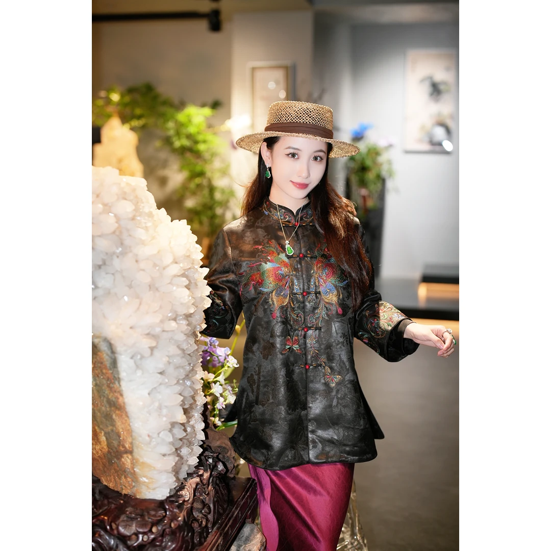 蓝大【月绸​​柔​​​​​​​​​​​​】新中式桑蚕丝外套5479