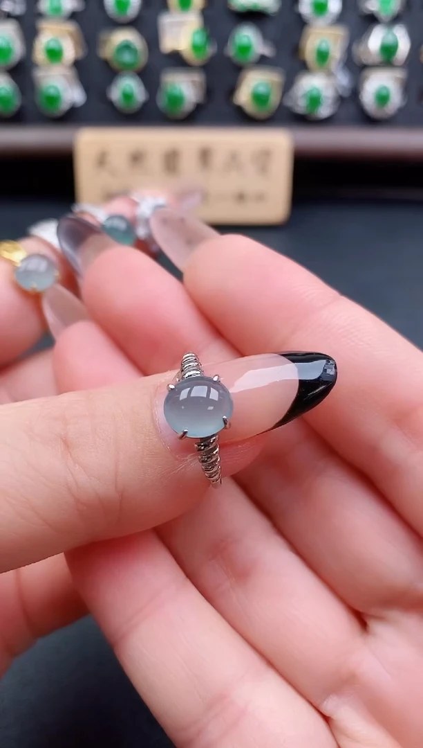 银S925镶嵌戒指翡翠1