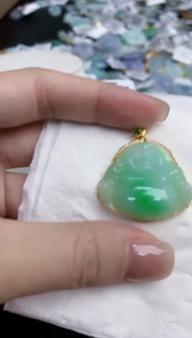 【闪购商品】翡翠颈饰18K金镶嵌天然缅甸翡翠A货