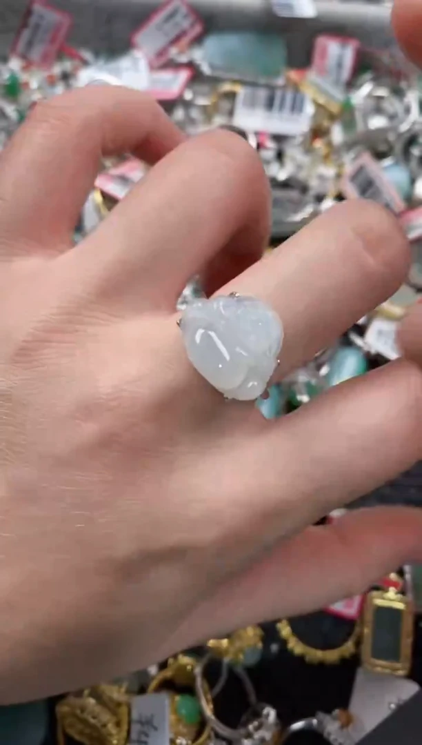 银S925镶嵌戒指翡翠888            10