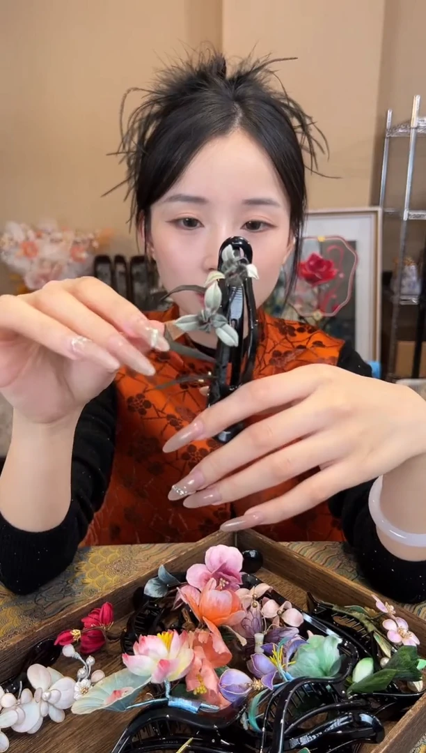 刺绣 非遗绒花（发饰）