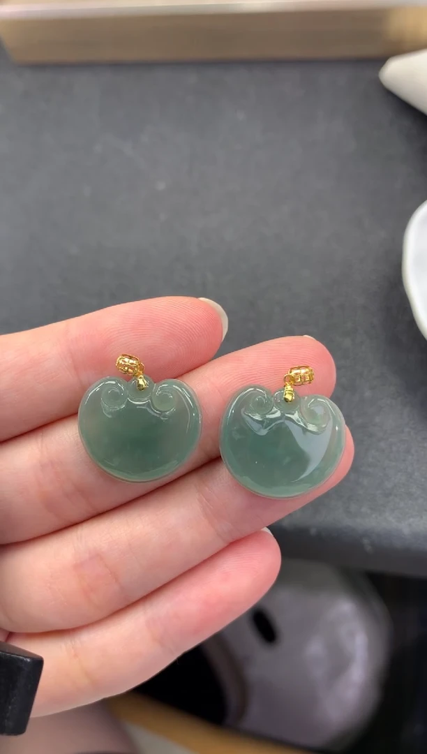 翡翠18K金镶嵌颈饰FA92 翡翠如意 多样性发其一赠皮绳