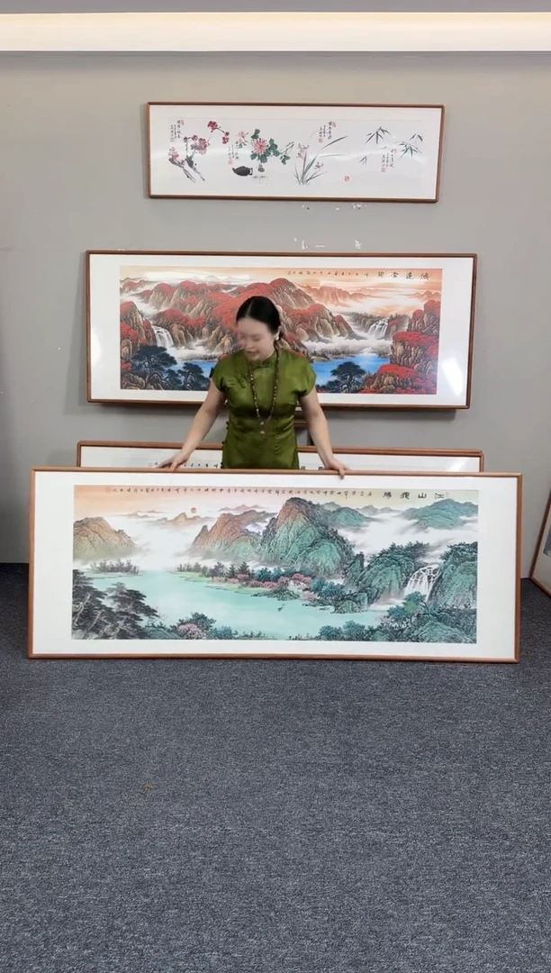 国画江山揽胜210*80手绘作品