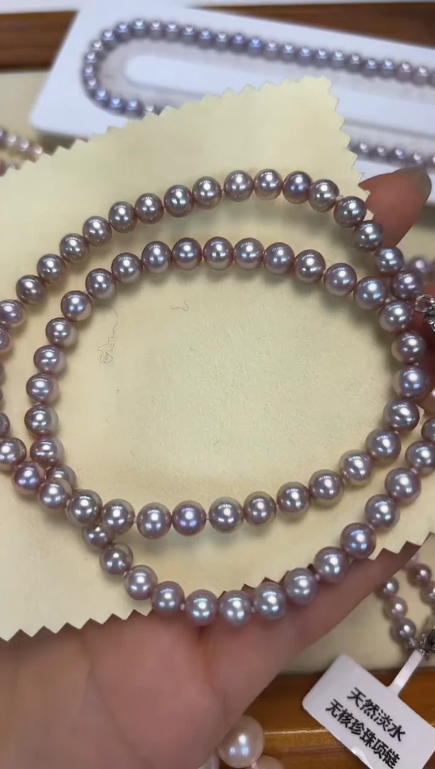 颈饰银S925镶嵌淡水珍珠6MM左右无核