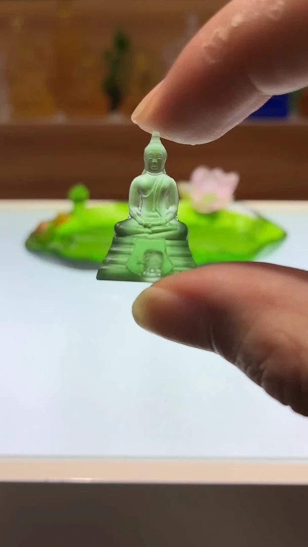 琉璃手工艺品绿色小药师佛3公分