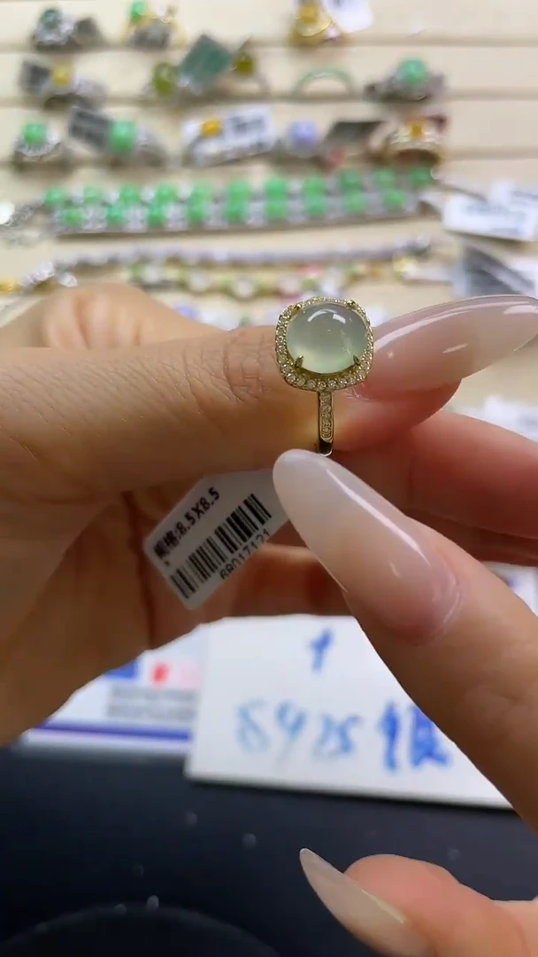 银S925镶嵌戒指翡翠翡翠 蛋面 银S925镶嵌