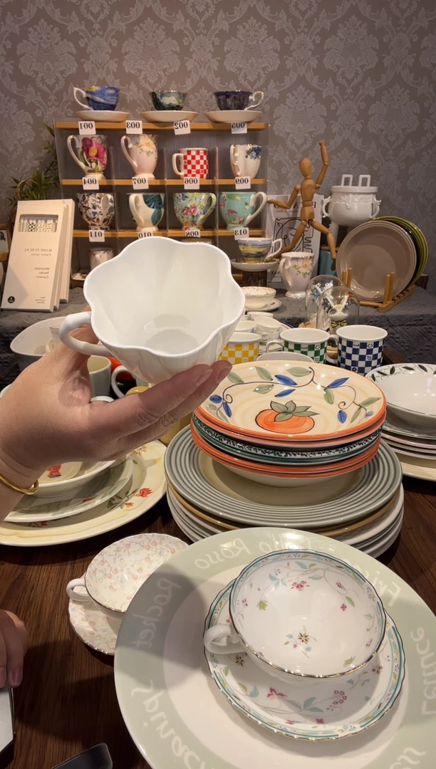 陶瓷花朵咖啡杯2个