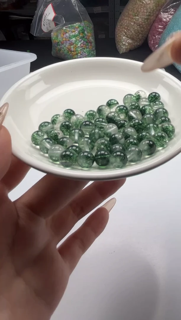 未镶嵌颈饰水晶w138绿幽灵8mm*10颗烤色