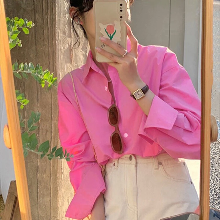 【少女感】港味休闲衬衣女 春秋时尚减龄长袖衬衫外套 宽松显瘦上衣