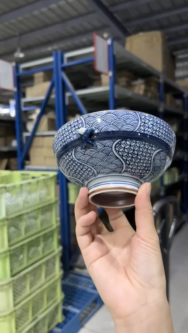 瓷片地紋織一閑人　彫4.5茶付